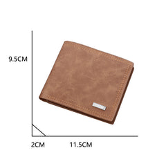 Men's wallet short wallet leather wallet multiple card slots can hold driver's license retro