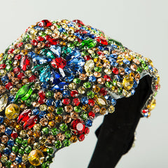 New Oversized Exaggerated Gypsophila Color Rhinestone Wide-Brimmed Headband Female Net Celebrity Fabric Personality Headwear