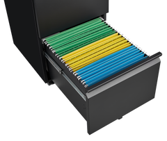 Metal 2 drawer mobile file cabinet with lock, 25.6-inch high legal/letter size file storage cabinet  black