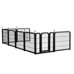 Outdoor dog fence, 8-piece board dog fence. 31 inch portable pet sports fence. Black, 26.3 inches wide x 31.5 inches high.
