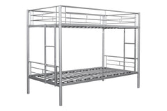Metal bunk bed/sturdy/noise reduction/2 side ladders/safety guardrails/CPC certification/no spring box required (Silver)