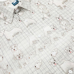 Digital Full Print Cartoon Dog Plaid Short Sleeve Shirt Loose Casual Turn-Down Collar Summer Shirt for Men