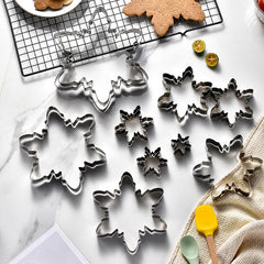 Christmas snowflake biscuit mold stainless steel snowflake three-dimensional biscuit mold biscuit cut into 10 pieces set