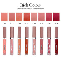 Fit Colors Matte Non-Stick Cup Lip Gloss Not Easy To Fade Matte Liquid Thin Tube Lipstick 8 Color Set Box