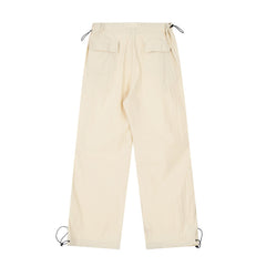 Wrinkled Casual Straight Cargo Pants Men's American Loose Solid Color Thin Sports Drawstring Cuffed Long Trousers