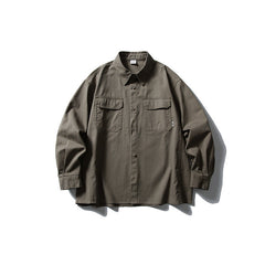 Pocket casual workwear shirt men's loose long sleeved shirt