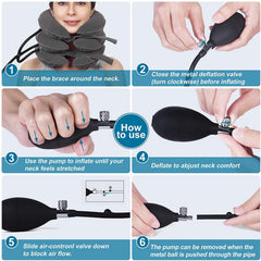 Cervical Traction Device Neck Support Pillow Inflatable Adjustable Neck Stretcher Three-Layer Inflatable Neck Pillow