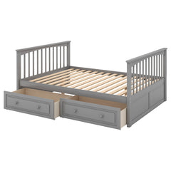 Full over Full Bunk Bed with Drawers, Convertible Beds  Gray