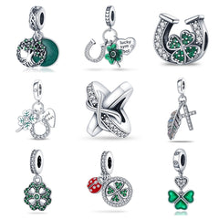 U-shaped Horseshoe Clover Wishing Tree Pendant Copper Silver Plated DIY Jewelry
