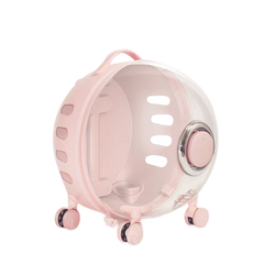 Rolling Pet Travel Trolley with Wheel, Transparent Capsule, Pink, Green, Puppies, Dogs, Cat Carriers Bag, 5-20Kg