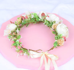 Korean style flower garland headwear, orchid flower crown, fashion show, dance party, headwear, vacation, countryside props, hea