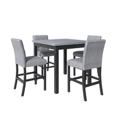 TOPMAX 5-piece cabinet dining table set, wooden square dining table and chairs, and 4 soft cushioned high back chairs in black