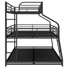 Twin XL/Full XL/Queen Triple Bunk Bed with Long and Short Ladder and Full-Length Guardrails Black