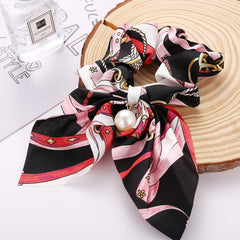 New Pearl Pendant Large Intestine Ring Hair Loop Women's Bundle Hair Knot Big Bow Knot Hair Rope