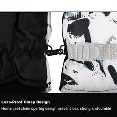 Winter Ski Gloves Warm Thermal Men Women Thickened Cotton Waterproof Non-Slip Warm Riding Outdoor Graffiti Snowboard Cycling