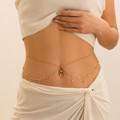 Zircon navel nail body chain sexy imitation pearl tassel chain