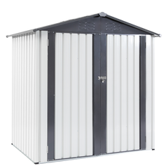 XWT014 Garden Metal Storage Shed Gray White 6x4x6ft outdoor storing tools Rainproof Hinge door version