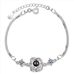 Customized color photo projection s925 pure silver six pointed star bracelet with 100 languages for birthday commemoration