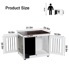 Doodle dog cage,kennel with 2 doors, dog crate interior furniture, heavy duty wooden dog cage for medium and small dogs, white