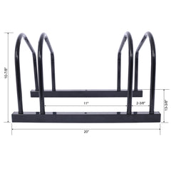 2 bicycle parking racks 22-28 inch wheel supports, maximum tire width 2.15 inches, black painted