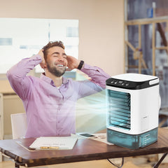 3-speed Portable Mini Air Cooler (900ML Tank) - Fan & Humidifier. For bedroom/office.