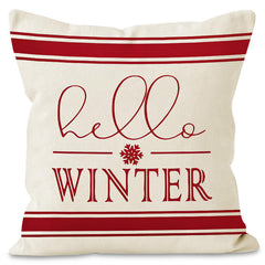 Christmas Snowflake Pillow Cover Linen Checkered Letter Printed Pillow Cover Christmas Theme Cushion Cover