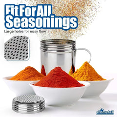 304 stainless steel powder dispenser 127 hole curved handle seasoning barbecue can kitchen supplies