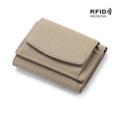 Small wallet women's genuine leather Japanese style fabric RFID coin bag wallet mini wallet short
