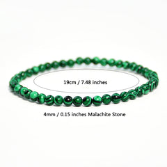 Vintage malachite beaded bracelet stacking style green bracelet men and women elastic jewelry
