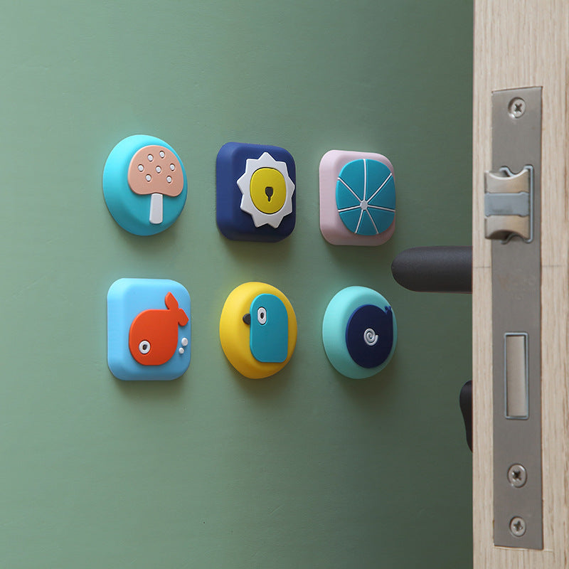 Door Back Door Handle Anti-Collision Pad Silicone Door Touch Door Suction Bump Stick Wall Protective Sleeve Cartoon Suction Cup