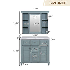 36 inch modern mirror cabinet with adjustable shelves, 2 soft closing doors, and 6 drawer storage cabinet door organizers