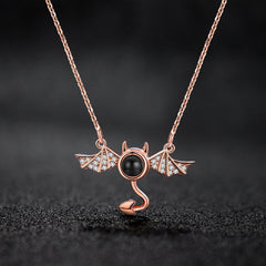 100 languages I love you, projection necklace, female demon, niche European and American design, collarbone chain jewelry