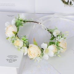 Hawaiian Wreath Wreath Simulation Flower Headwear Forest Fairy Girl Style Scenic Area Photo Headflower