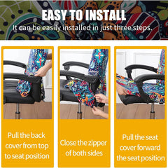 Stretch Printed Computer Office Chair Covers Soft Fit Universal Desk Rotating Slipcovers Removable Washable Anti-Dust Spandex
