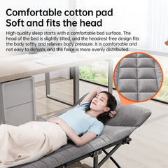 Outdoor camping bed, foldable beach bed, single garden siesta bed, with storage bag, lightweight.