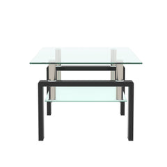 Rectangle Black Glass Coffee Table Clear Coffee Table Modern Side Center Tables for Living Room Living Room Furniture