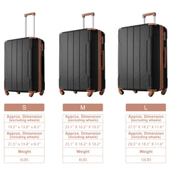 Hardshell Luggage Spinner Suitcase with TSA Lock Lightweight Expandable 24'' (Single Luggage) Black Brown + ABS + 24 Inch
