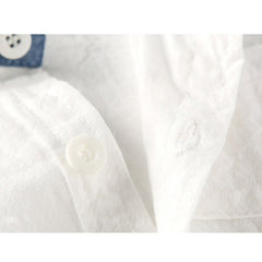Male baby infant two-piece summer climbing suit with collar, gentleman's white shirt, overalls, tie dress, British style