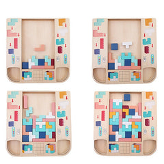 Wooden children's enlightenment multifunctional spatial thinking puzzle game Tetris three in one building blocks