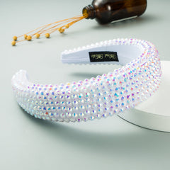 Ins Super Flash Full Drill 4.5cm Wide Brimmed Headdress Thickened Sponge Solid Color Headband Ladies Press Release Art Headband