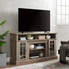 Classic TV Media Stand Modern Entertainment Console for TV Up to 65" with Open and Closed Storage Space Gray Wash