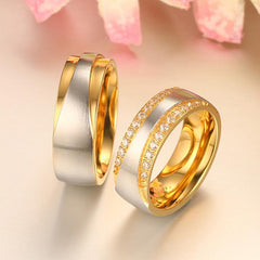 Vnox Wedding Rings for Women Men Promise Lover Valentine's Day Gift