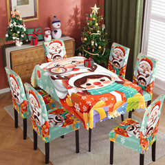 Christmas printed tablecloth, chair cover, waterproof, oil resistant, festive decoration, dining table cloth, chair cover, universal household use
