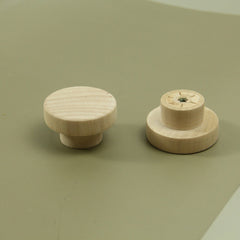 Vine woven circular cake wooden handle cabinet door rattan woven wooden handle single hole raw wood color handle
