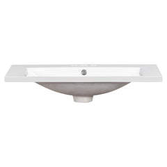 30" Single Bathroom Basin Sink, Vanity Top Only, 3-Faucet Holes, Resin