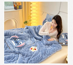 Double sided Arctic fleece pillow with embroidered fabric, dual-use office car nap blanket cushion
