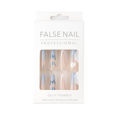 Ins Net Red With The Same Blue Butterfly Point Drill V-Shaped French Style Personality Trend Wearing Manicure Nail Patch