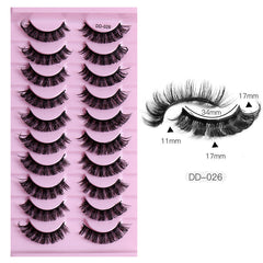 New DD Russian Large Roll Grafting Free False Eyelashes 10 Pairs Of Multi-Layer Thick Cross Mink Like Eyelashes