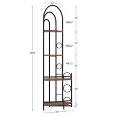 4-Tier Corner Bookshelf, Modern Style, Plant Stand with Metal Frame
