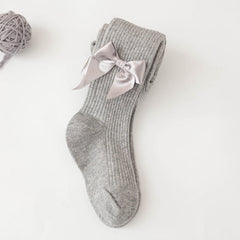 Spring And Autumn New Children's Pantyhose Bow Cotton White Baby Socks Medium Thick Foreign Girl Leggings